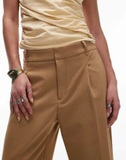 Mango Pintuck Straight Leg Tailored Trouser In Tan For Women -Mango Sales 207881386 4