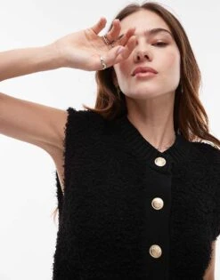 Mango Knitted Button Up Vest In Black For Women -Mango Sales 207881424 1 black 1