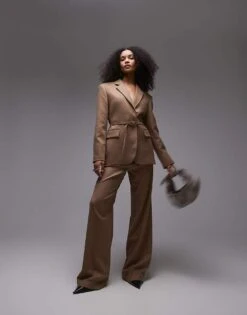 Mango Tailored Wool Touch Trouser Co-ord In Camel For Women