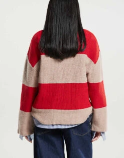 Mango Polo Jumper In Beige And Red Stripe For Women Multi -Mango Sales 207881625 3