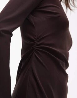 Mango Long Sleeve Cinched Waist Maxi Dress In Brown For Women -Mango Sales 207881659 3