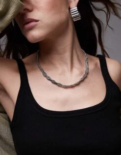 Mango Twisted Chain Necklace In Silver For Women -Mango Sales 207933059 1 silver 1