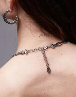 Mango Twisted Chain Necklace In Silver For Women -Mango Sales 207933059 3