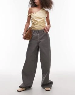 Mango Zip Front Baggy Jean In Grey For Women