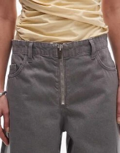 Mango Zip Front Baggy Jean In Grey For Women -Mango Sales 207957541 5