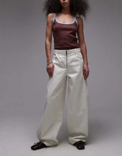 Mango Zip Front Baggy Jean In White For Women