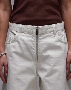 Mango Zip Front Baggy Jean In White For Women -Mango Sales 207957542 5