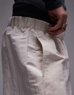 Mango Elasticated Waist Satin Touch Trouser In Cream For Women -Mango Sales 207957563 3