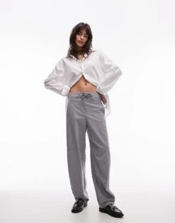 Mango Woven Pull On Trouser In Grey For Women