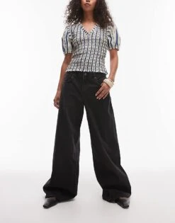 Mango Super Wide Leg Jeans In Black For Women -Mango Sales 207957576 1 black 1