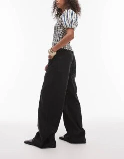 Mango Super Wide Leg Jeans In Black For Women -Mango Sales 207957576 3