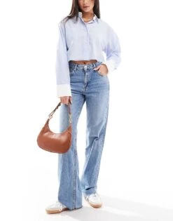 Mango Raw Hem Straight Leg Jeans In Light Blue For Women Mid Blue -Mango Sales 207957969 3