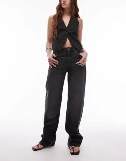 Mango Mid Rise Straight Leg Jeans In Washed Black For Women -Mango Sales 207958025 1 black 1