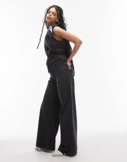 Mango Denim Tie Co-ord In Black