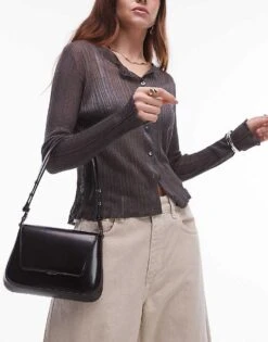 Mango Patent Shoulder Bag In Black For Women