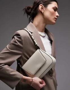 Mango Patent Shoulder Bag In White For Women