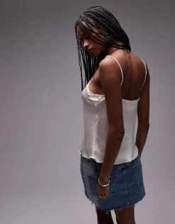 Mango Satin Cami Top In White For Women -Mango Sales 207971165 4