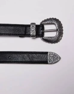 Mango Slim Western Belt In Black For Women -Mango Sales 207971206 3