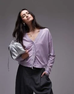 Mango Oversized Cardigan In Lilac For Women