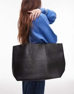 Mango Large Tote Bag In Black For Women