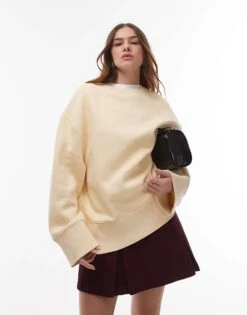 Mango Sweatshirt In Pale Yellow For Women