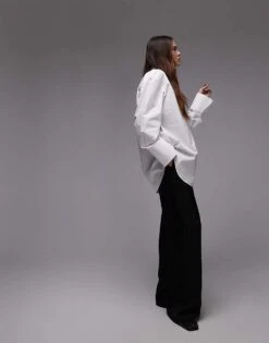 Mango Large Cuff Soft Touch Oversized Shirt In White For Women -Mango Sales 207988818 3