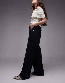 Mango Super Wide Leg Jeans In Dark Blue For Women -Mango Sales 207988856 3