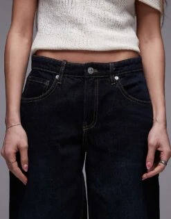 Mango Super Wide Leg Jeans In Dark Blue For Women -Mango Sales 207988856 5