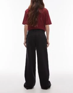 Mango Pleat Front Wide Leg Jeans In Washed Black For Women -Mango Sales 207988869 3