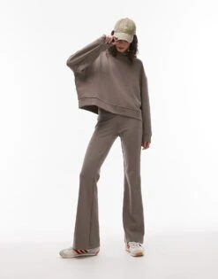 Mango Soft Touch Sweat Set Co-ord In Light Brown