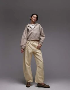 Mango Oversized Soft Touch Zip Through Hoodie In Beige For Women -Mango Sales 207988925 3