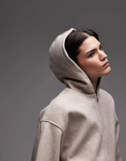 Mango Oversized Soft Touch Zip Through Hoodie In Beige For Women -Mango Sales 207988925 4