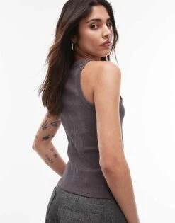 Mango Mixed Rib Round Neck Vest In Mole For Women Purple -Mango Sales 207988982 4