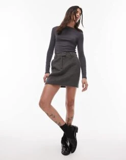 Mango Polyamide Boat Neck Long Sleeve Top In Charcoal For Women -Mango Sales 207988996 3