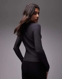 Mango Zip Through Cardigan In Charcoal For Women -Mango Sales 207989036 4