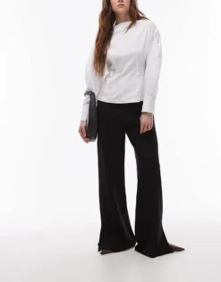 Mango Seam Front Jersey Straight Trouser In Black For Women -Mango Sales 207989043 1 black 1
