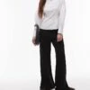 Mango Seam Front Jersey Straight Trouser In Black For Women
