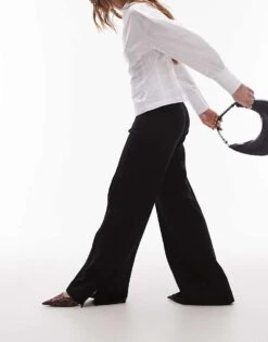 Mango Seam Front Jersey Straight Trouser In Black For Women -Mango Sales 207989043 3