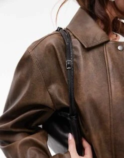 Mango Leather Ruched Top Shoulder Bag In Black For Women -Mango Sales 208010707 3