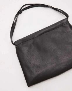 Mango Leather Ruched Top Shoulder Bag In Black For Women -Mango Sales 208010707 4