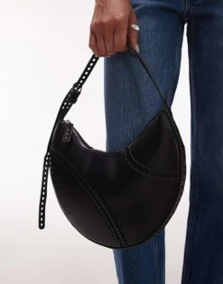 Mango Round Stitch Front Bag In Black For Women -Mango Sales 208010713 4
