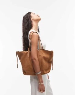 Mango Suede Shoulder Tote Bag In Brown For Women -Mango Sales 208010719 1 brown 1