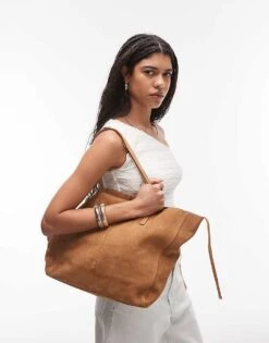 Mango Suede Shoulder Tote Bag In Brown For Women -Mango Sales 208010719 4