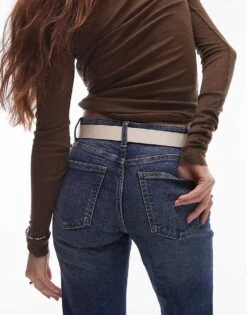 Mango Square Buckle Contrast Stitch Belt In White For Women -Mango Sales 208010758 3