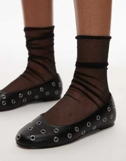 Mango Rivet Ballet Pump In Black For Women -Mango Sales 208010768 3