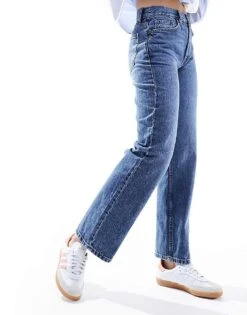 Mango Straight Leg Jeans In Dark Blue For Women Mid Blue -Mango Sales 208072804 3