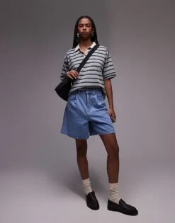 Mango Slouchy Longline Denim Shorts In Light Blue For Women -Mango Sales 208121376 1 lightblue 1