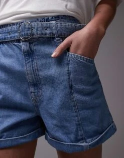 Mango Belted Denim Shorts In Light Blue For Women -Mango Sales 208121391 3