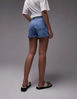Mango Belted Denim Shorts In Light Blue For Women -Mango Sales 208121391 4