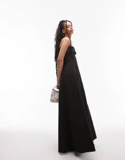 Mango Capsule Bandeau Structured Midi Dress In Black For Women